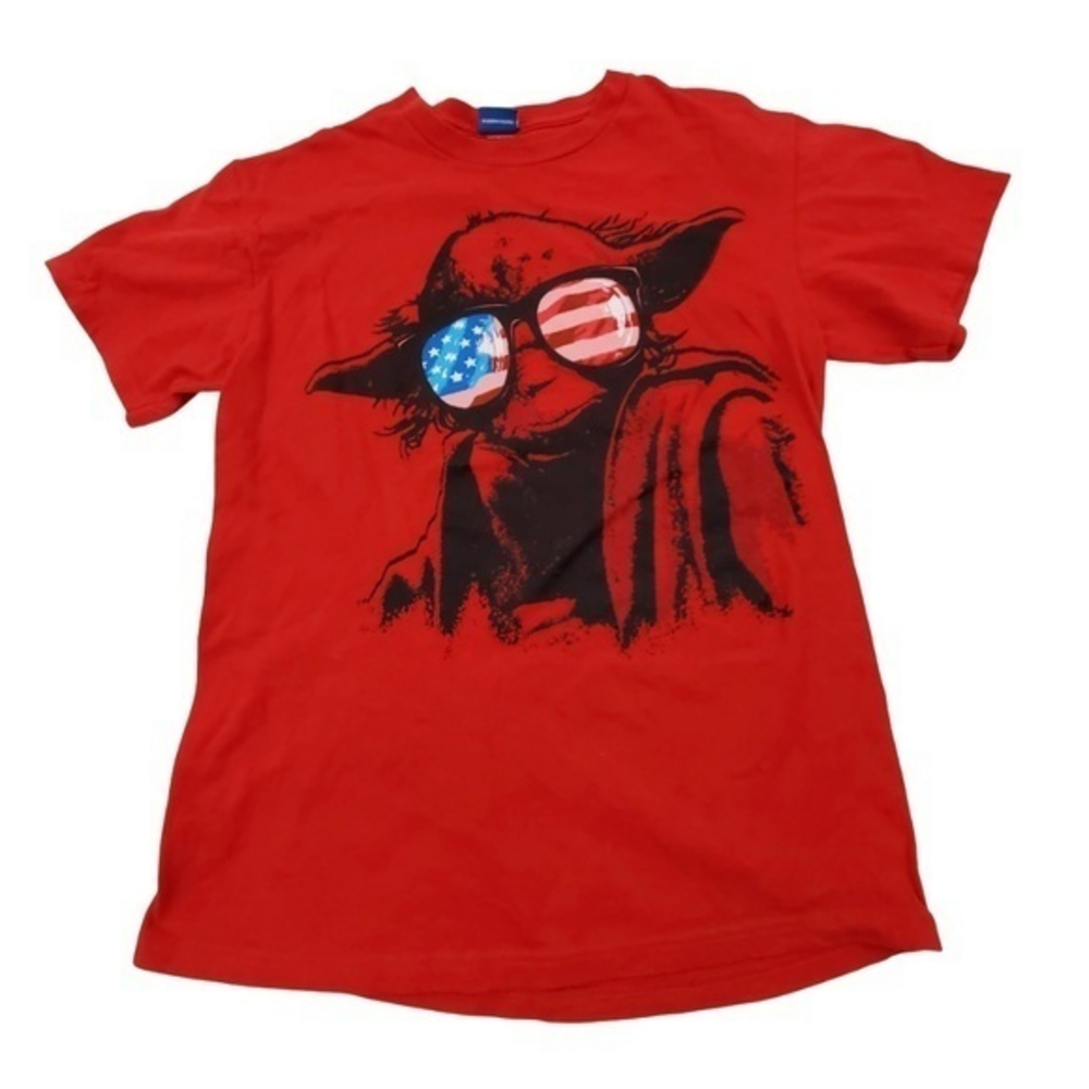 Star Wars Yoda XS‎ S Shirt T-shirt Red Flag USA Red